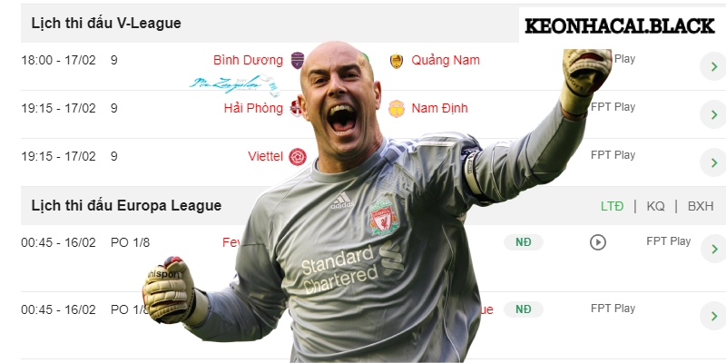 Lịch thi đấu được cập nhật mới nhất tại hệ thống KEONHACAI
