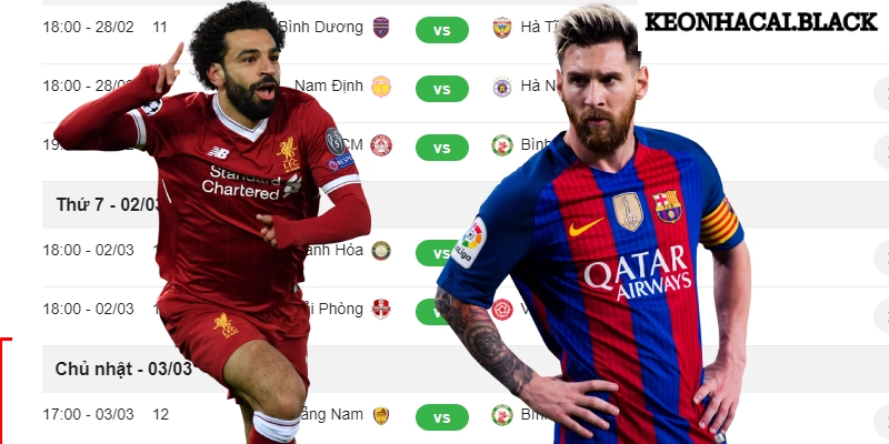 Từng giải đấu thể hiện theo cách nhận biết khác nhau trong lịch thi đấu